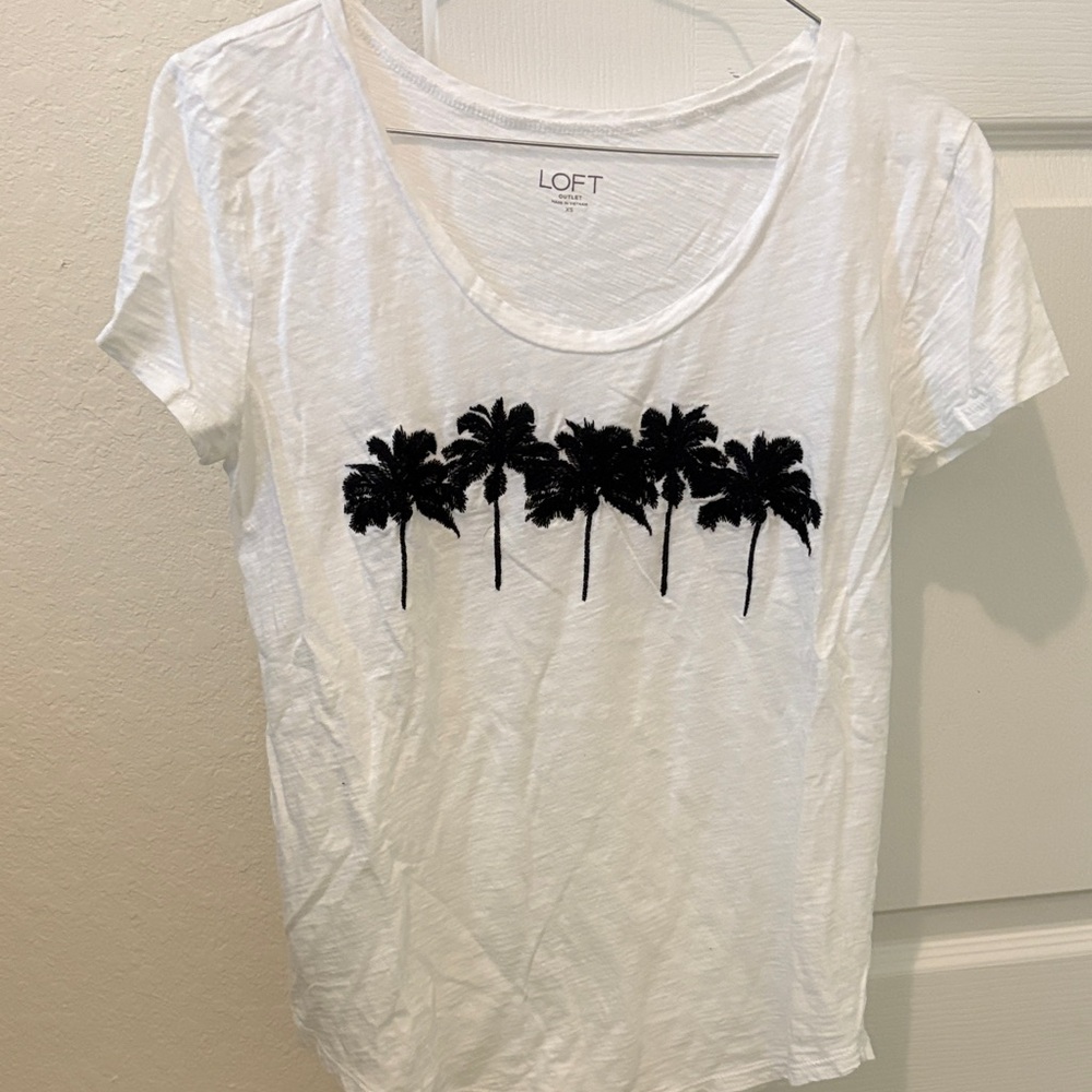LOFT White Tee with Black Palm Design